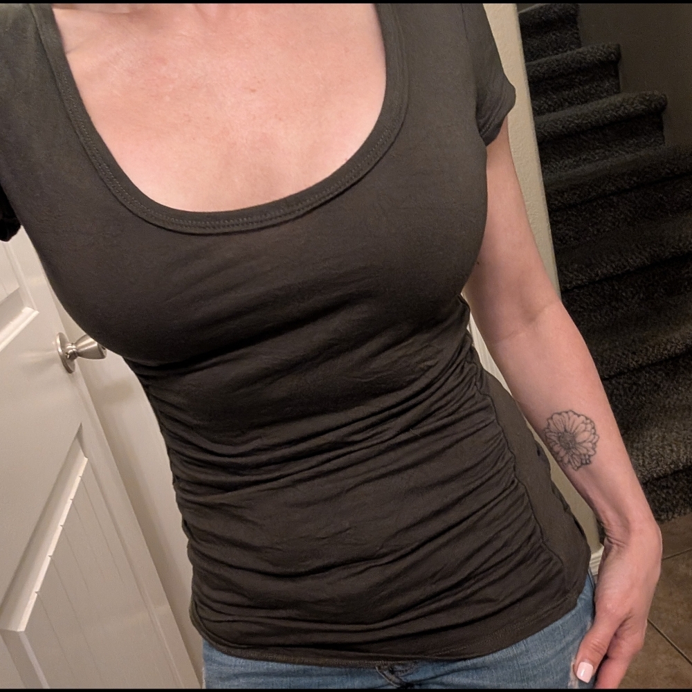 Venus Ruched Detail Olive Top S